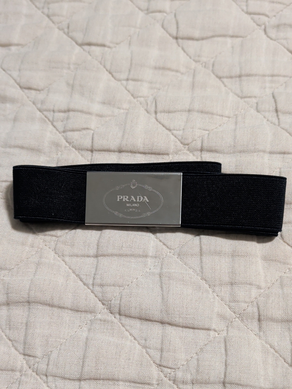 Prada Blue Elastic Logo Belt Box Strap